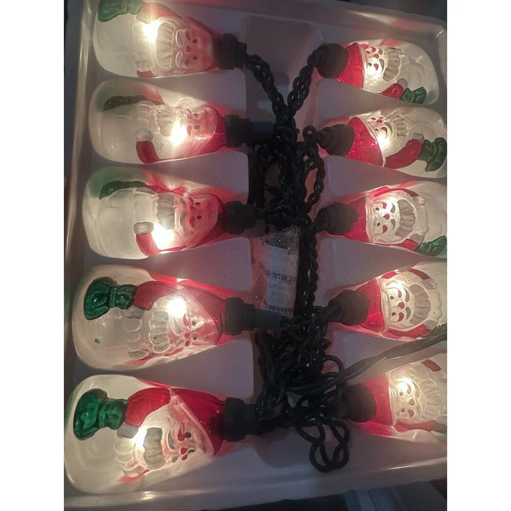 3 Boxes Indoor Fancy Christmas Lights String of 10 Santa Claus 6.5ft